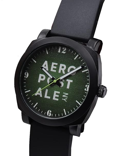 Aeropostale Unisex Green Brass Dial & Black Straps Analogue Watch AERO_AW_E2