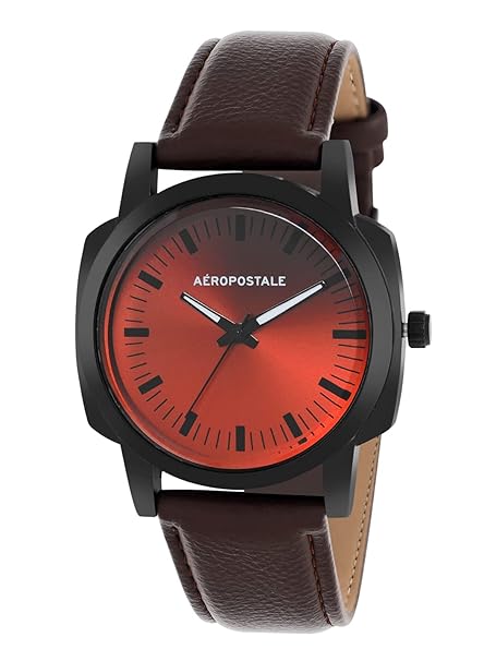 Aeropostale Men Orange Dial & Brown Straps Analogue Watch AERO_AW_A1-2_OR