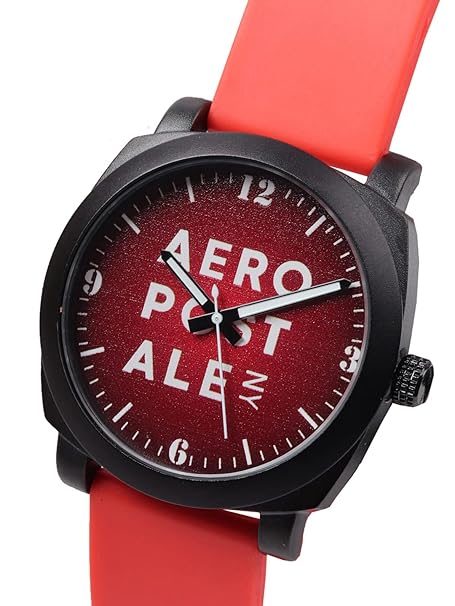 Aeropostale Unisex Red Brass Printed Dial & Orange Straps Analogue Watch AERO_AW_E3