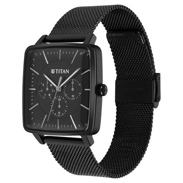 Titan Avant Garde Black Dial Quartz Multifunction Stainless Steel Strap watch for Men