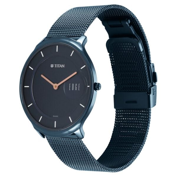Titan Edge Slim Stainless Steel Blue Dial Analog Watch for Men