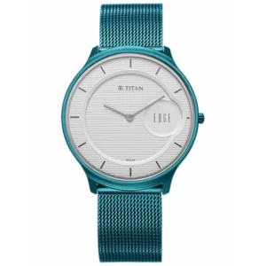 Titan Edge Murals Quartz Analog White Dial Blue Stainless Steel Strap Watch For Men
