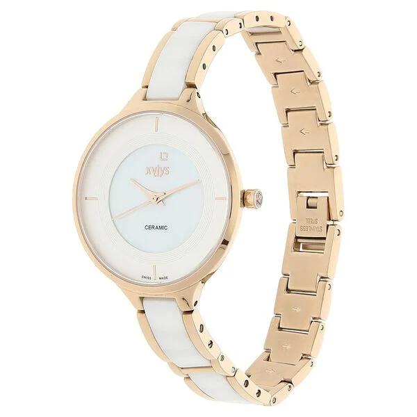Xylys Seraphina Swiss Analog Steel & Ceramic Mother of Pearl White Dial Watch for Women
